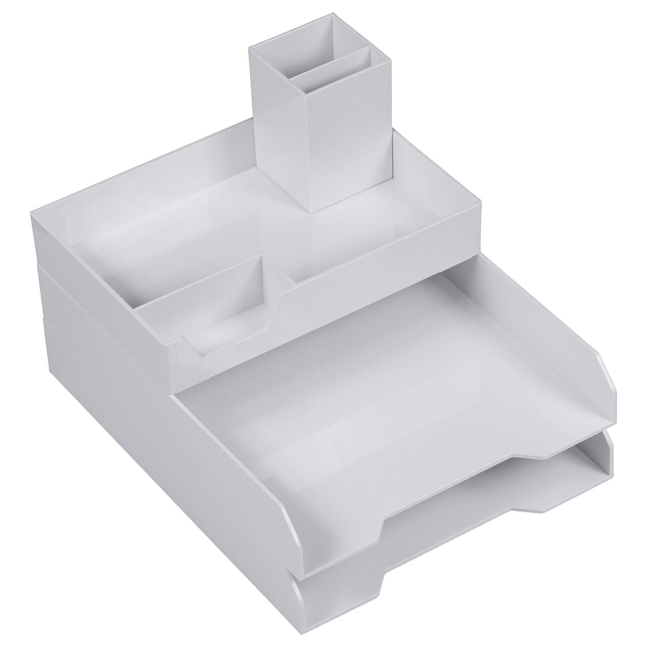 JAM Paper White Stackable Deluxe Desktop Organizer Set